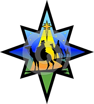 Nativity Wisemen Star Silhouette/eps