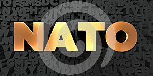Nato - Gold text on black background - 3D rendered royalty free stock picture