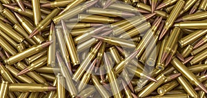 Nato machine gun ammunition cartridges lying on a pile photo