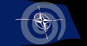 NATO North Atlantic Treaty Organization flag slow waving in perspective, Animation 4K footage