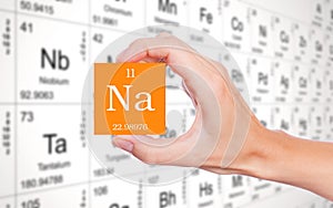 Natrium element on orange square