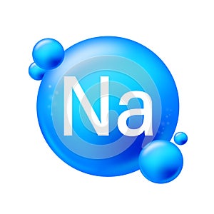 Natrium icon structure chemical element round shape circle light blue. Chemical element of periodic table