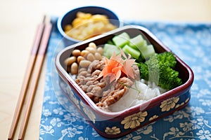 natto as part of a bento lunch box assortment