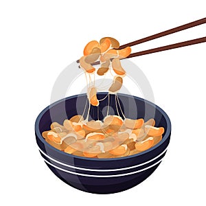 Natto. Fermented soybeans, Japanese healthy traditional food. Asian food. Vector illustration isolated on white background