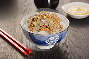 Natto, Japanese Fermented Soybeans, Over Rice