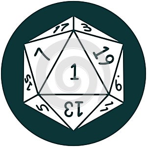 natural 1 D20 dice roll icon