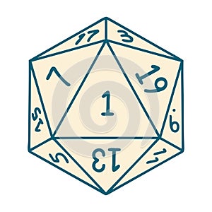 natural 1 D20 dice roll illustration