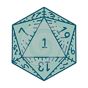 natural 1 D20 dice roll illustration