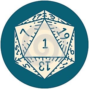 natural 1 D20 dice roll illustration