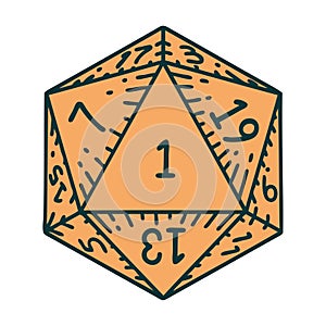 natural 1 D20 dice roll illustration