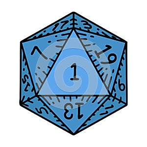 natural 1 D20 dice roll illustration