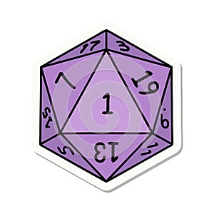 natural 1 D20 dice roll sticker