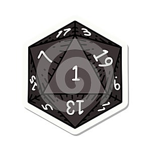 natural 1 D20 dice roll sticker