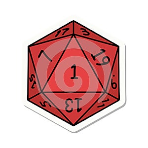 natural 1 D20 dice roll sticker