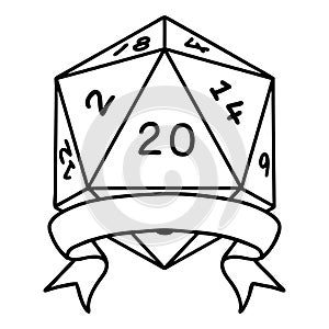 natural 20 critical hit D20 dice roll illustration