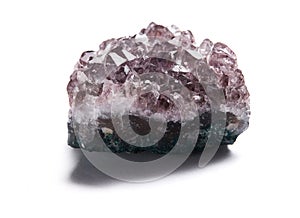 Natural Amethyst Cluster isolated on white background.