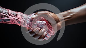 Natural anatomy, high detailed handshake of business partners, success of investment, african and american shaking hands, Working