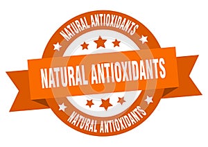 natural antioxidants round ribbon isolated label. natural antioxidants sign.