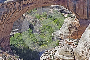 A natural arch bridge in Canyon Lands.