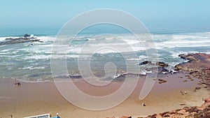 Natural arch on Legzira beach, Atlantic coast in Morocco, Africa, 4k