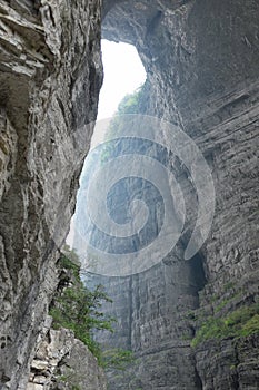 Natural arch in Tianmen mountain, China