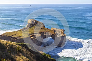 Natural arch at Tunnel beach, Dunedin, New Zealand