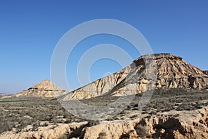 Natural arid landscape in Bardenas Desert