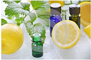 Natural aromatherapy with herbs and lemon