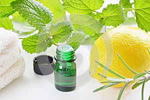 Natural aromatherapy with herbs and lemon