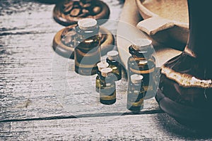 Natural aromatic essential oils in retro style