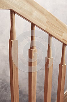 Natural ash tree wooden stairs` railings