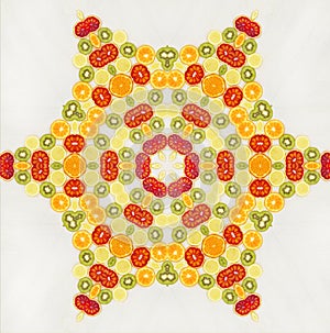 Natural background with citric fruits in seamless pattern