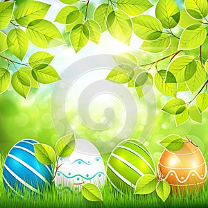 Natural background with Easter eggs