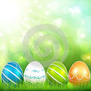 Natural background with Easter eggs
