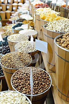 Natural background made from different kinds of nuts.
