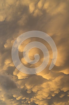 Natural background with mammatus clouds