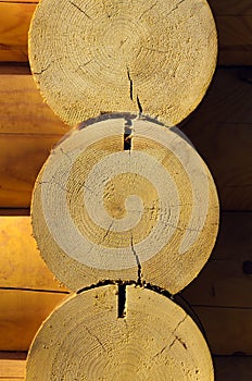 Natural background pattern of a log wall