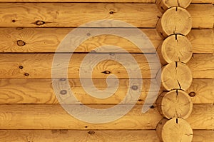 Natural background pattern of a log wall