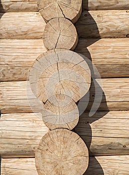 Natural background pattern of a log wall