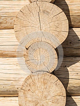 Natural background pattern of a log wall