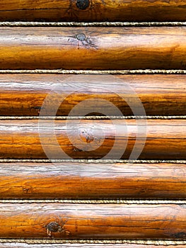 Natural background pattern of a log wall