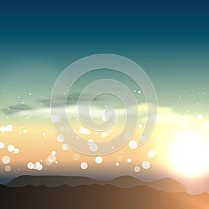 Natural background with sunset in vector