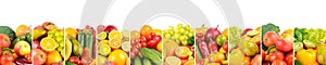 Natural background from vegetables and fruits separated by vertical lines