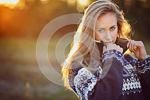 Natural backlight portrait of a beautiful girl photo