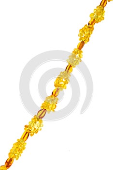 Natural Baltic Amber chain on white background