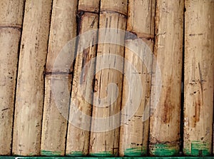 Natural bamboo fence background texture. Asian brown inclined st