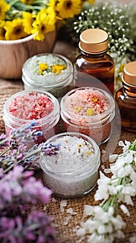 Natural Bath Salts with Fresh Herbs and Flowers