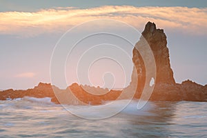 Natural beautiful rock on coastline seacoast