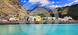 Natural beauty of Canary islands - La Palma, Puerto de Tazacorte with turquoise sea photo