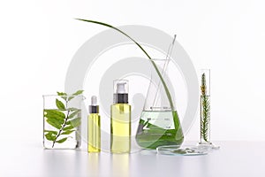 Natural beauty cosmetics product with herbal ingredients, close-up photo